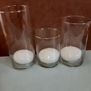 Set of 3 Glass Floating Candle Holders